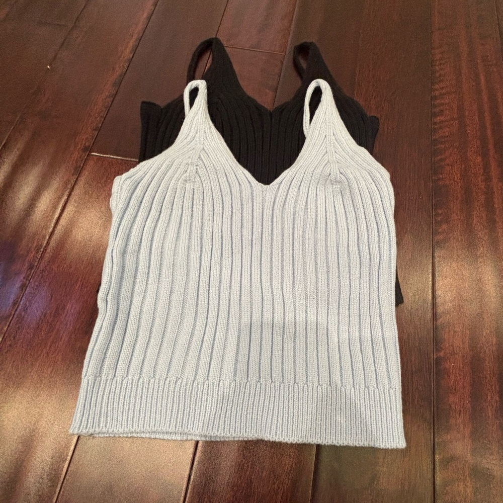 NWOT: Thick Super Stretchy Knit Tank Top In Black and Light Blue
